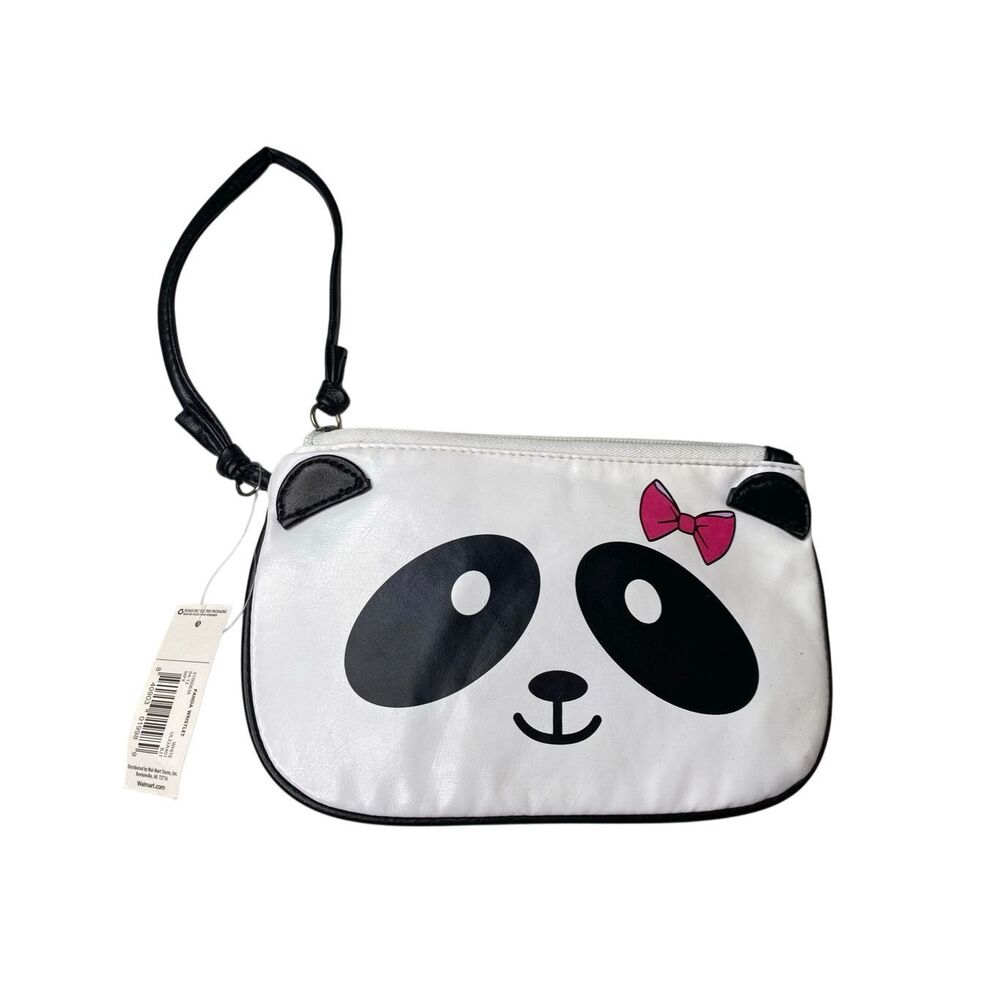 Nwt Flawed White Panda Wristlet Purse Y2K Kawaii Zip Pouch Bag Mini Purse Kids